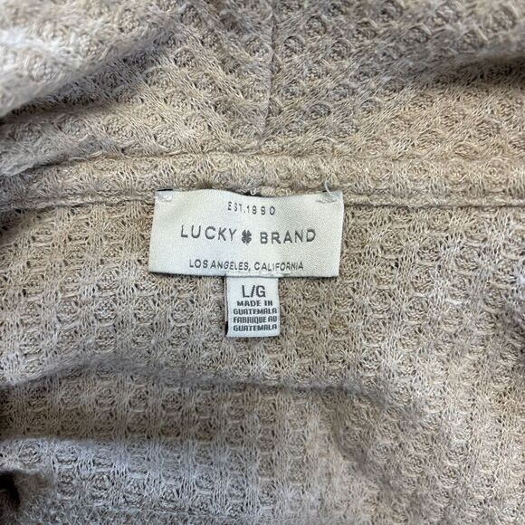 Women's Large Lucky Brand Cowl Neck Thermal Sweater Long Sleeve Top Beige - Picture 4 of 5